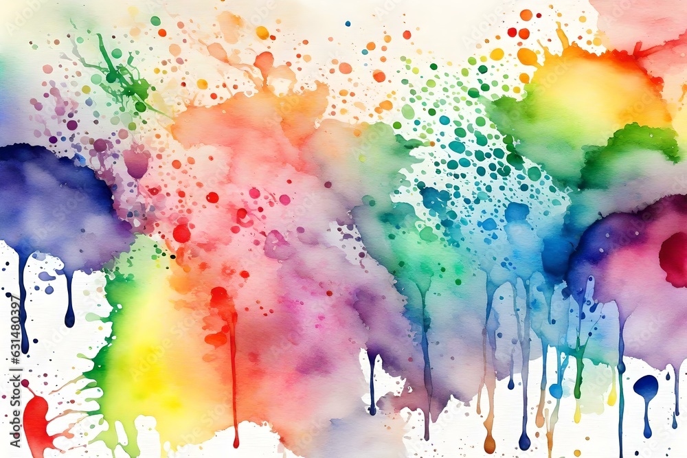 Watercolor Rainbow Splash, Rainbow splashes, spray-paint style, Color field, Generative AI