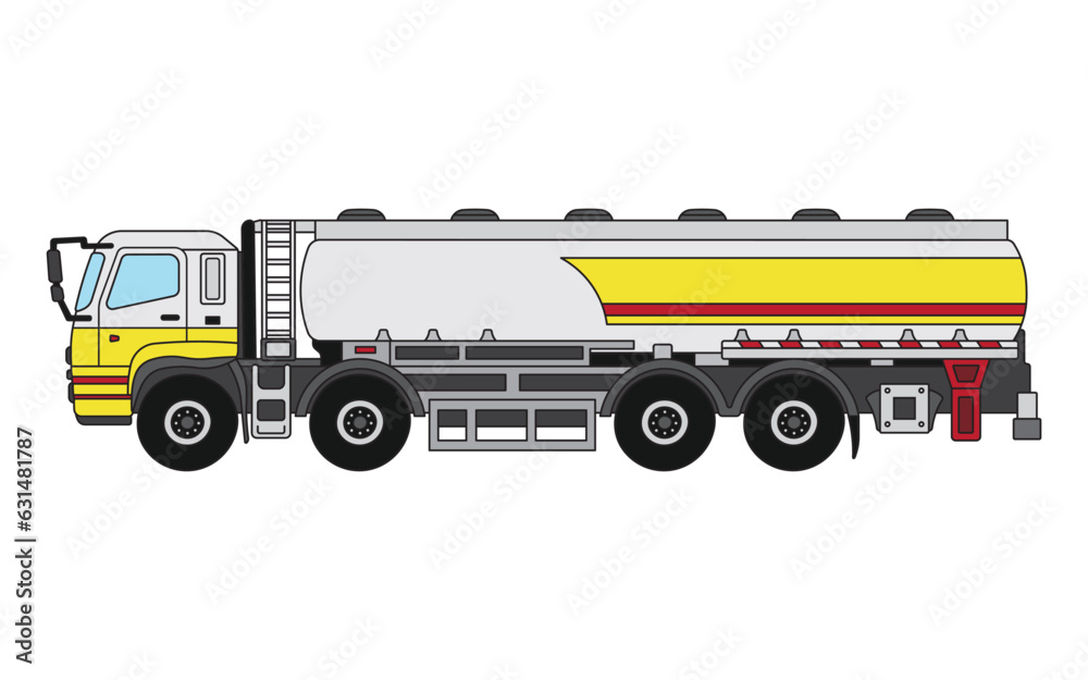 Kids drawing Cartoon Vector illustration tank truck lorry Isolated on White Background Kids drawing Cartoon Vector illustration tank truck lorry Isolated on White Background