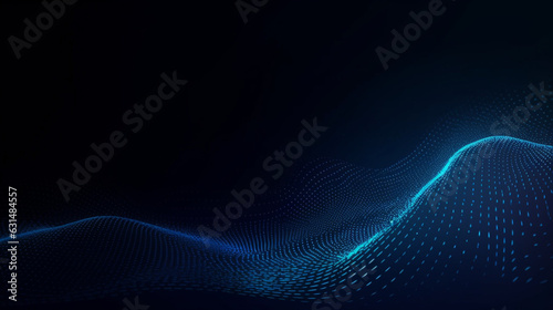 Futuristic dark background the ripple effect of a web of blue dots big data illustration of technologies