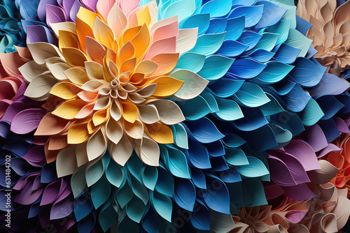 A close-up shot of a dahlia blossom  showcasing its vibrant colors  intricate petals  and geometric shapes  representing a symbol of elegance and adding a touch of sophistication to various lifestyle