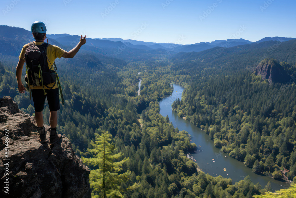 A person bungee jumping off a towering bridge, surrounded by a breathtaking mountainous landscape and a roaring river below | ACTORS: Person | LOCATION TYPE: Bridge | CAMERA MODEL: Sony A7 III | CAMER A person bungee jumping off a towering bridge, surrounded by a breathtaking mountainous landscape and a roaring river below | ACTORS: Person | LOCATION TYPE: Bridge | CAMERA MODEL: Sony A7 III | CAMER