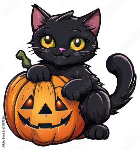 Cute Halloween Cat Sticker Design