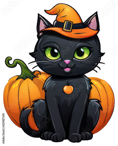 Cute Halloween Cat Sticker Design