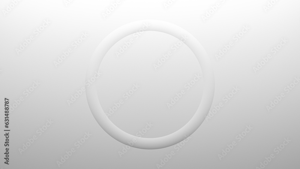 Abstract minimal white background with circle, torus or round geometric ring shape, gradient lighting and copy space for text Abstract minimal white background with circle, torus or round geometric ring shape, gradient lighting and copy space for text