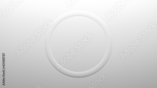 Abstract minimal white background with circle, torus or round geometric ring shape, gradient lighting and copy space for text