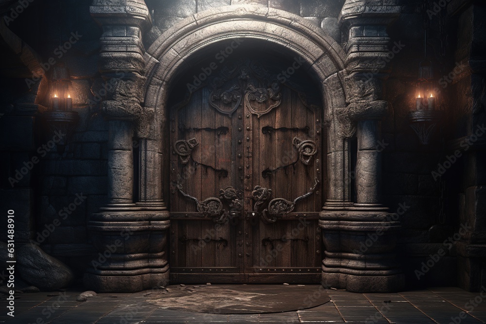 A Strong Door Design Representing the Starting Point of a Dungeon.