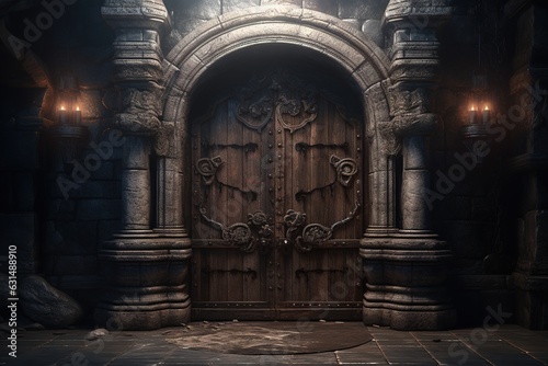 A Strong Door Design Representing the Starting Point of a Dungeon.