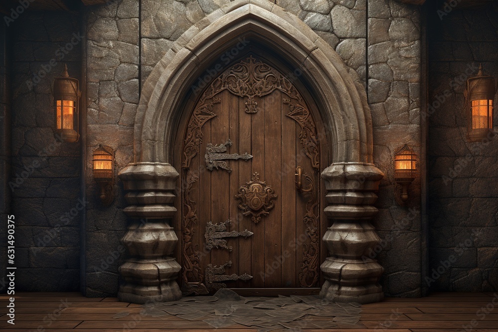 A Strong Door Design Representing the Starting Point of a Dungeon.