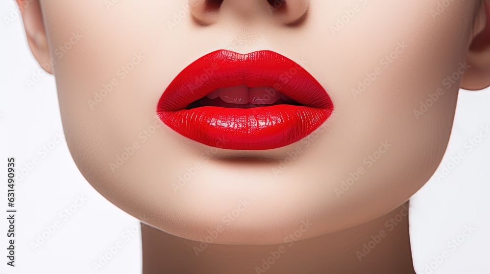 A Macro Shot of the Red Lips of a Beautiful White Girl. A Macro Shot of the Red Lips of a Beautiful White Girl.