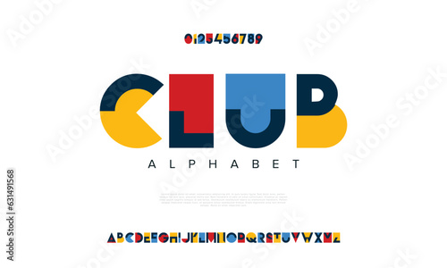 Modern abstract digital alphabet font. Minimal technology typography, Creative urban sport fashion futuristic font and with numbers. vector illustration photo