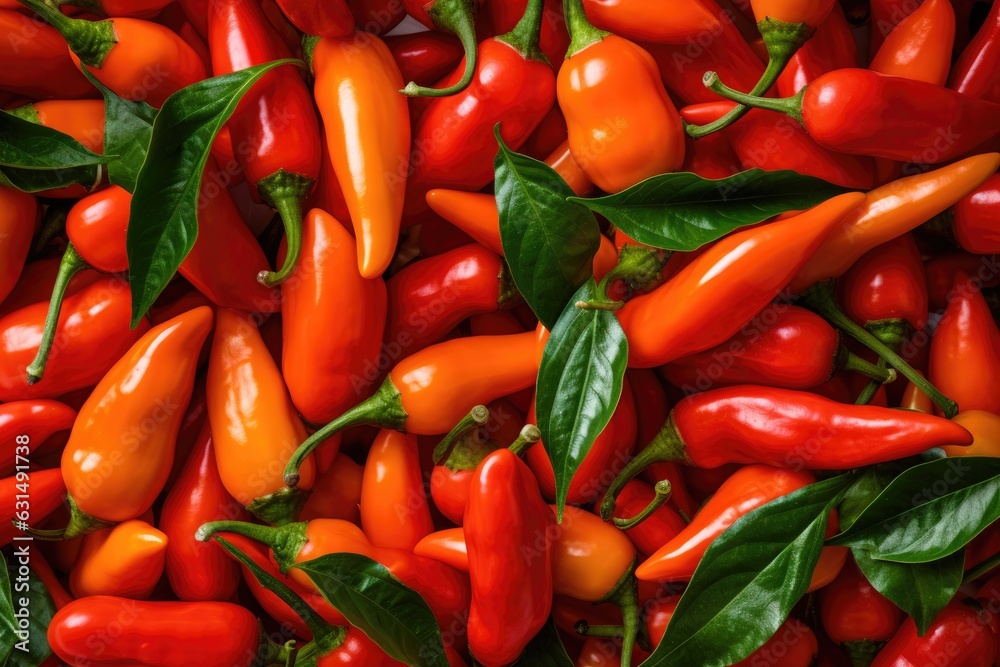 Red and orange chilli peppers background Red and orange chilli peppers background