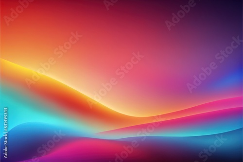 Abstract wavy curved blur neon background. Modern gradient illustration, minimal design on black. Futuristic artwork, digital drawing for interior design, fashion textile fabric, wallpaper