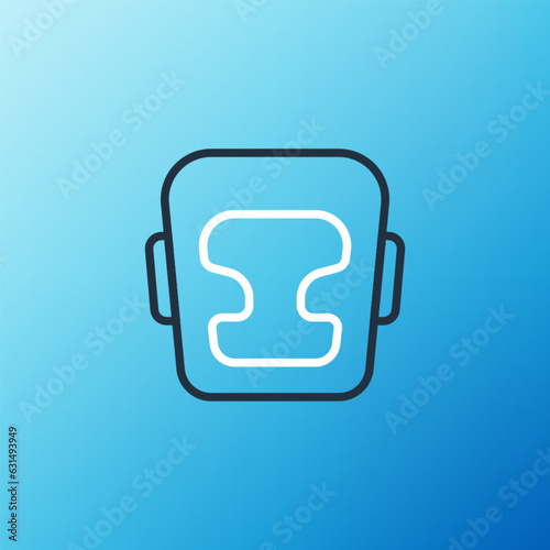 Line Boxing helmet icon isolated on blue background. Colorful outline concept. Vector