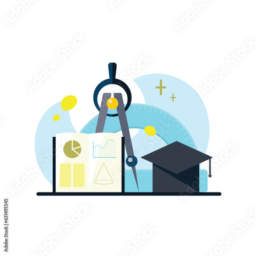 Back to school. Math flat design concept. Vector illustration