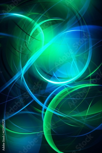 Fond graphique abstrait, bleu et vert avec des formes d'ondes et de vagues