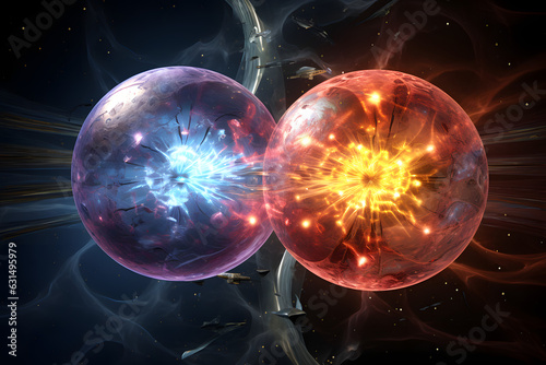 Two atomic nuclei, nuclear fusion