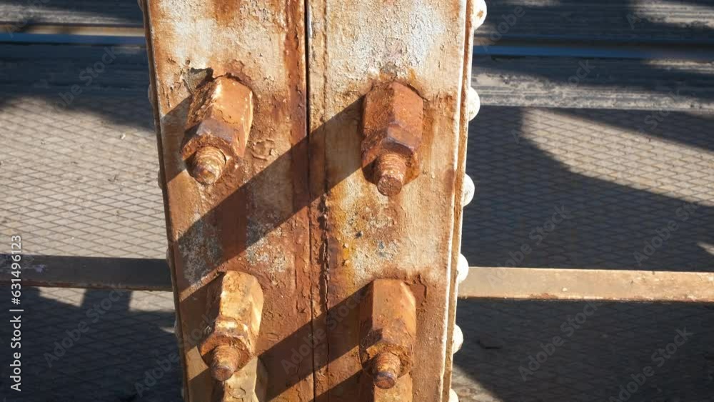Iron bolts on the bridge.