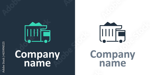 Logotype Large industrial mining dump truck icon isolated on white background. Big car. Logo design template element. Vector