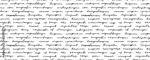 Handwritten illegible text vector seamless pattern. Hand written text in cursive pen. Abstract lettering background, unreadable letter, monochrome script. Illegible poetry seamless pattern. photo