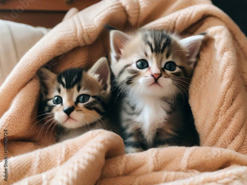 a group of kittens cuddled up in a cozy blanket fort