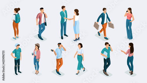 Vector of trendy casually dressed young people, teenagers and students.