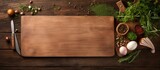Old wood cutting board mockup with a vintage chopping board background, a rustic napkin, and