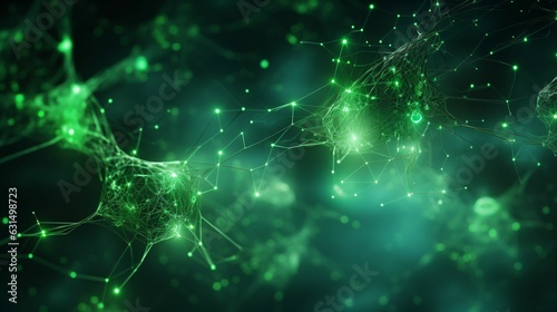 arrière plan graphique, connexion neuronale, vue d'un réseau avec effet néon coloré, illustration ia générative