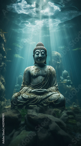 estátua misteriosa de buda no fundo do oceano  © Alexandre