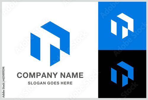 Monogram Letter T Geometric Square Cube Hexagon Business Company Stock Vector Logo Design Template