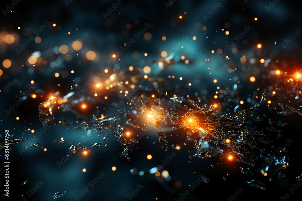 view of glowing particles floating about in the space. AI generative view of glowing particles floating about in the space. AI generative