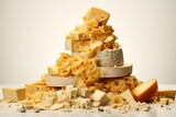 Cheese Pile Surrounded by Shredded Cheese. Generative AI
