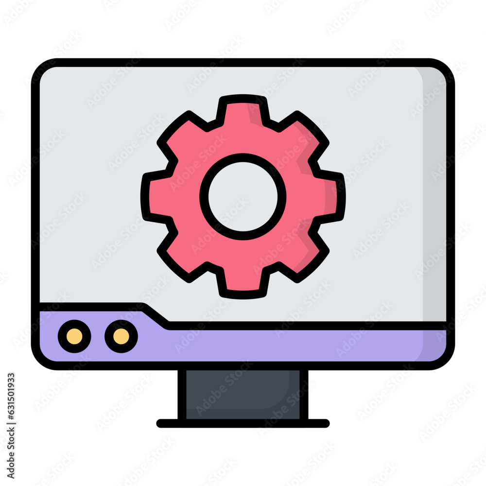 Computer Setting Line Color Icon Computer Setting Line Color Icon