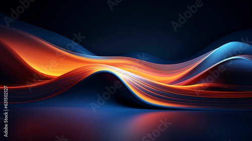 Obraz na płótnie Dark blue digital background and lava wave liquid shape in middle, сolorful abstract background, blue background with glowing curvy lines illuminated with fiery light, generative ai w salonie