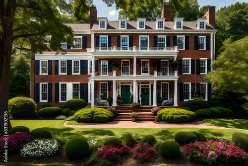 In a historic neighborhood, a beautifully preserved colonial house stands as a testament to timeless architecture © DESIRED_PIC