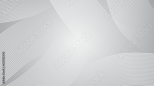 Gray abstract background with patterned white curves.