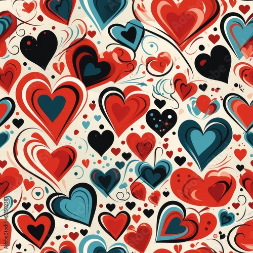 Seamless valentine pattern with hearts. Vector illustration.