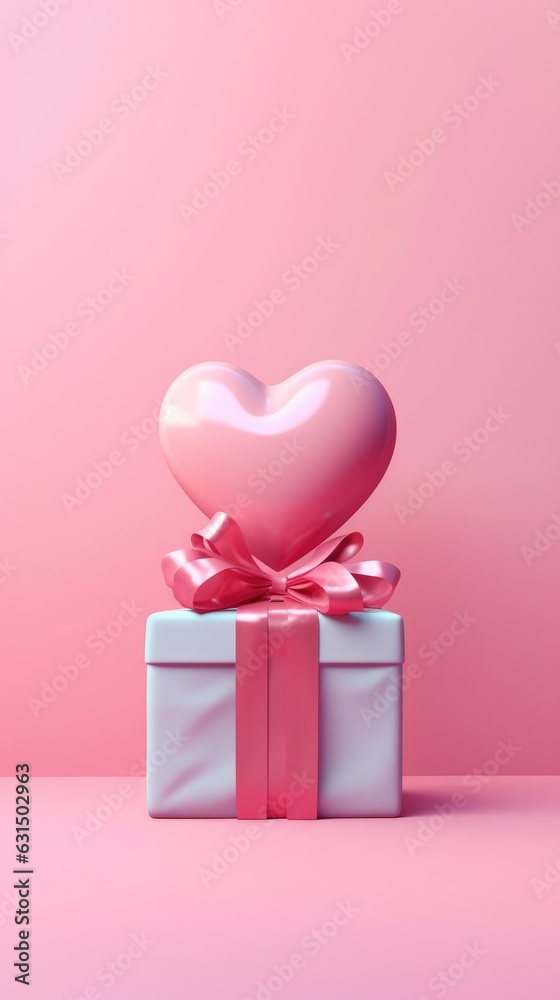 Valentine's Day background with gift boxes and hearts.