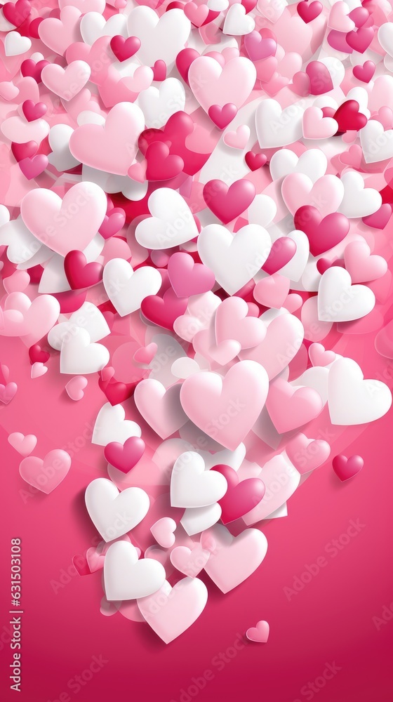 Valentine's day background with hearts. 3d illustration.
