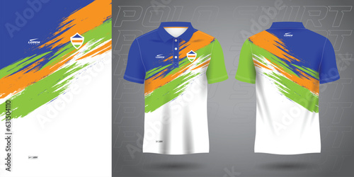 blue green orange polo sport shirt sublimation jersey template