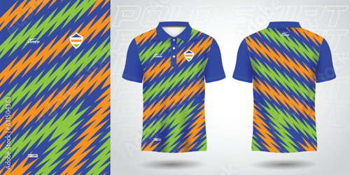 blue green orange polo sport shirt sublimation jersey template