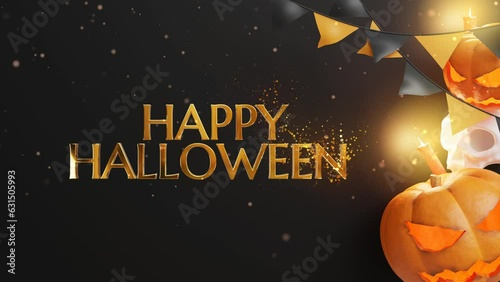 happy halloween typography title text background animation