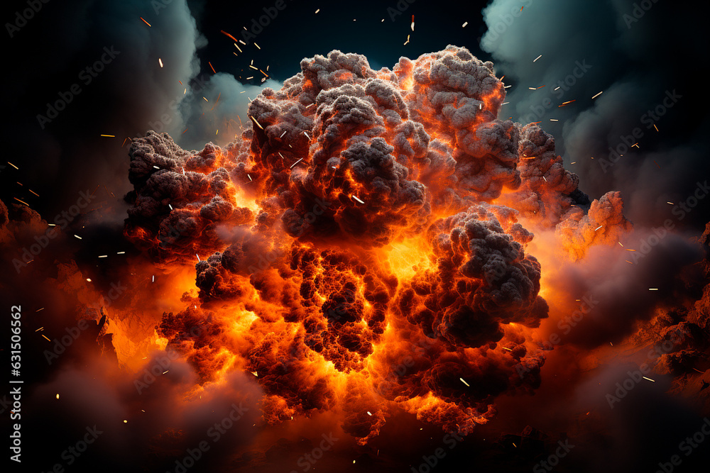 huge fire explosion in the dark,Generative AI huge fire explosion in the dark,Generative AI