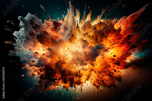  huge fire explosion in the dark,Generative AI © ARAMYAN