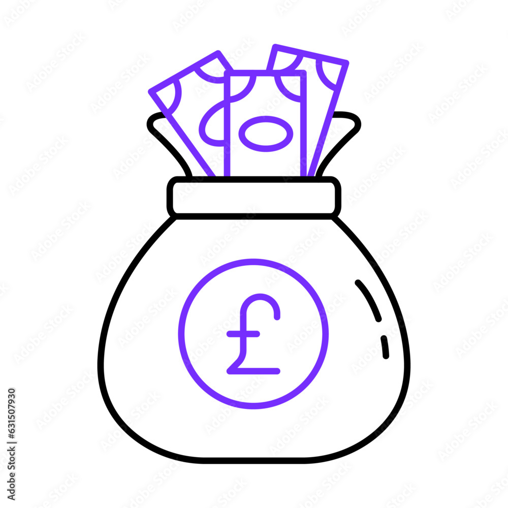 illustration of a pound money bag. Vector Icon. illustration of a pound money bag. Vector Icon.