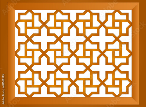 seamless geometric pattern, Laser cut geometric template set. Laser cutting vector pattern. Panels and screens for cnc cut.Wooden privacy fence or bancony with diagonal trellis detail