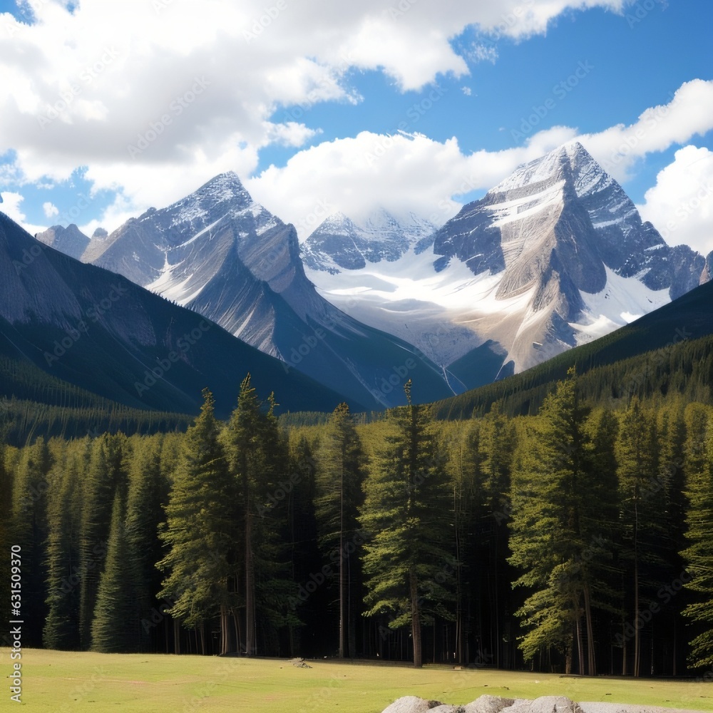 Fototapeta premium Snow mountain landscape, generative AI