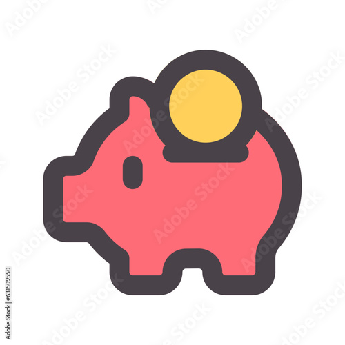 piggy bank flat line icon