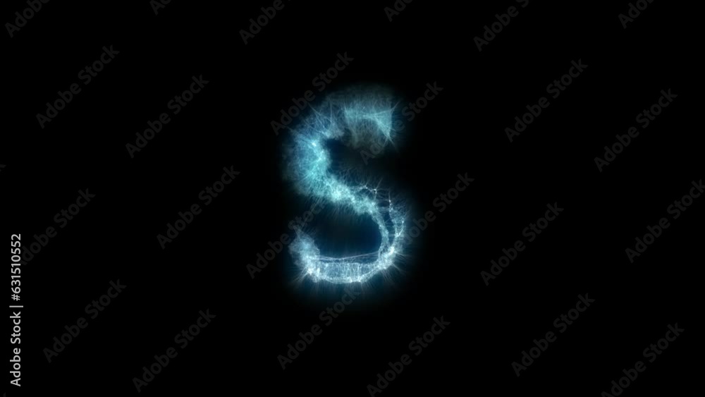 The appearance and disappearance of the letter S, consisting of abstract energy. The appearance and disappearance of the letter S, consisting of abstract energy.
