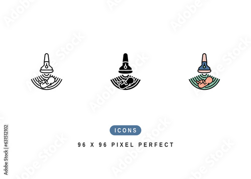 Ultrasound Icon. Sonography Medical Device Symbol Stock Illustration. Vector Line Icons For UI Web Design And Presentation