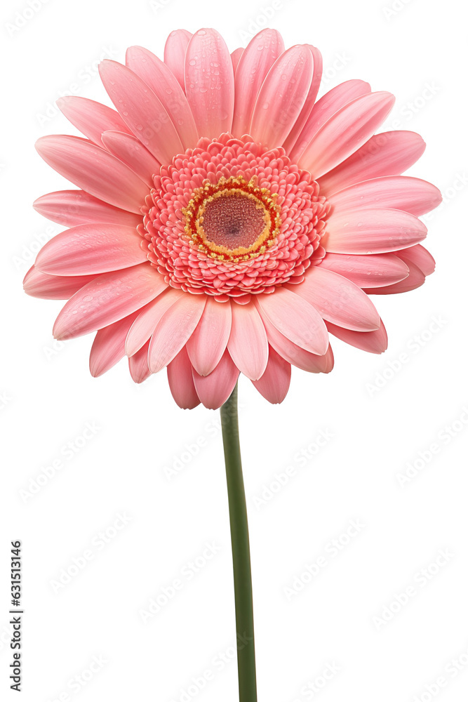 Isolated delicate gerbera flower , isolated on transparent background cutout, png for banner, poster, web and packaging
